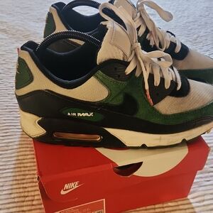 Nike Air Max Shoes in Green, Black, and White